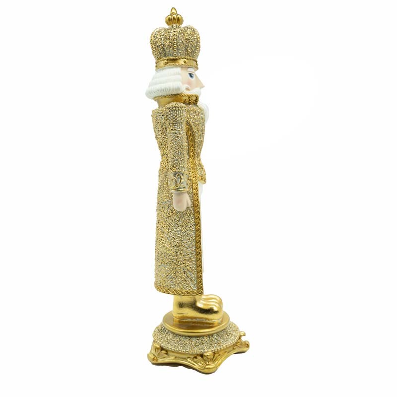 Schiaccianoci Natalizio in Resina Oro e Bianco - H.45,5 cm - stile